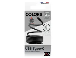 Cable t'nb usb-c/usb-c 1,5m gaine aimantee coloris noir