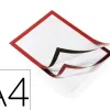 Cadre affichage durable dos adhésif contour magnétique format a4 repositionnable coloris rouge pochette 2 unités