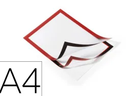 Cadre affichage durable dos adhésif contour magnétique format a4 repositionnable coloris rouge pochette 2 unités
