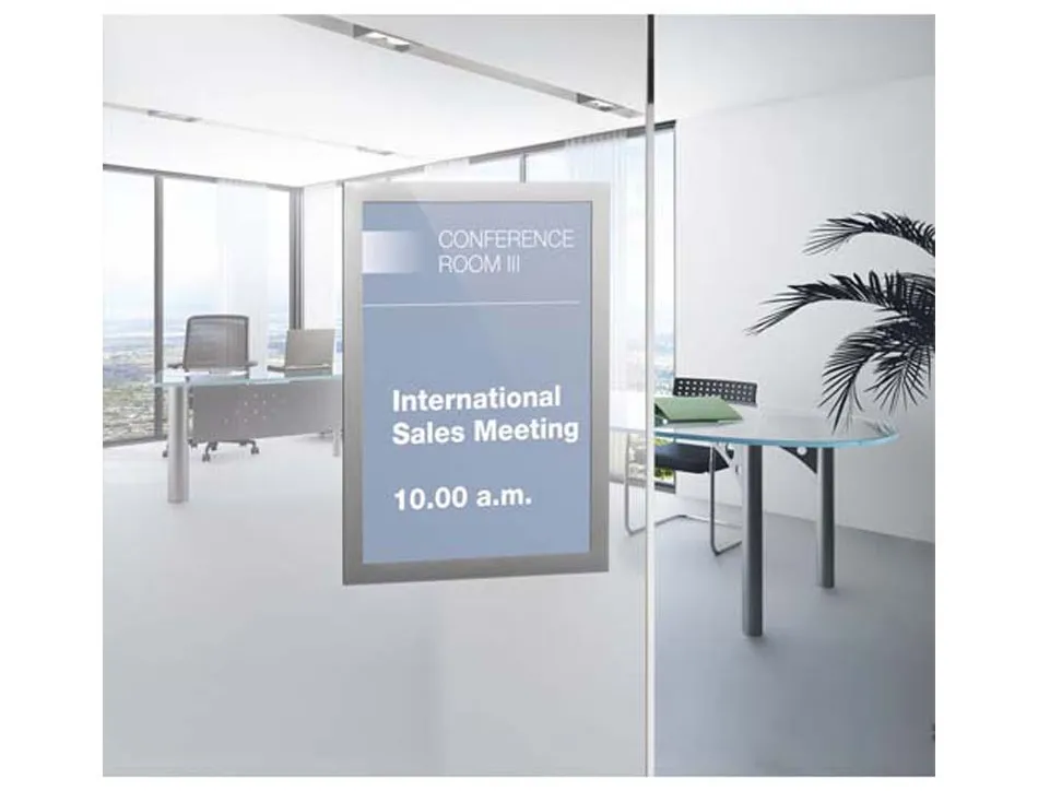 Cadre affichage durable duraframe pochette adhésive a4 magnétique surface adhésive repositionnable a4 argent sachet 2u