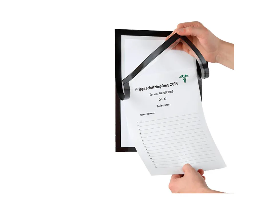 Cadre affichage durable duraframe note adhesif a4 magnetique peut contenir 5 affiches porte-stylo inclus coloris noir