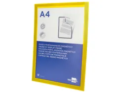 Cadre affichage liderpapel mural magnetique a4 dos adhesif repositionnable coloris jaune