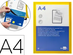Cadre affichage liderpapel mural magnetique a4 dos adhesif repositionnable coloris jaune