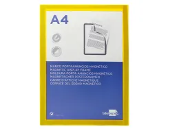 Cadre affichage liderpapel mural magnetique a4 dos adhesif repositionnable coloris jaune