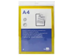Cadre affichage liderpapel mural magnetique a4 dos adhesif repositionnable coloris jaune