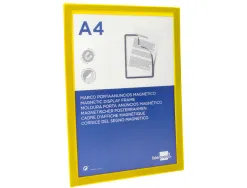 Cadre affichage liderpapel mural magnetique a4 dos adhesif repositionnable coloris jaune