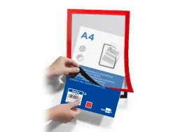 Cadre affichage liderpapel mural magnetique a4 dos adhesif repositionnable coloris rouge