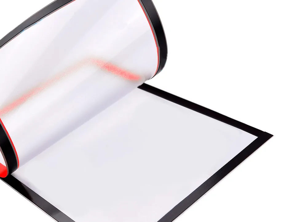 Cadre affichage liderpapel mural magnetique a4 dos adhesif repositionnable coloris rouge
