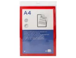 Cadre affichage liderpapel mural magnetique a4 dos adhesif repositionnable coloris rouge