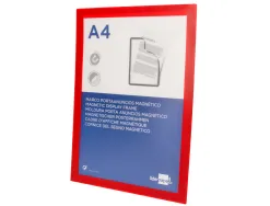 Cadre affichage liderpapel mural magnetique a4 dos adhesif repositionnable coloris rouge