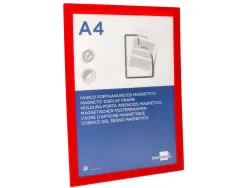 Cadre affichage liderpapel mural magnetique a4 dos adhesif repositionnable coloris rouge