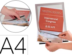 Cadre affichage q-connect magnétique a4 dos adhésif repositionnable coloris argent pack 2 unités