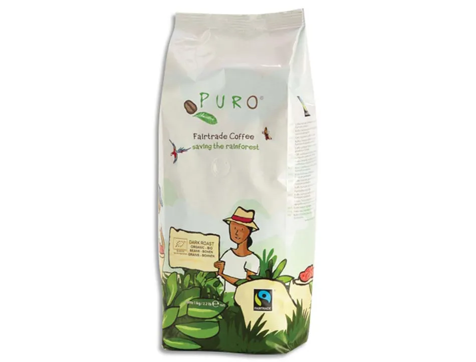 Café en grains puro fairtrade dark roast bio 1 kg
