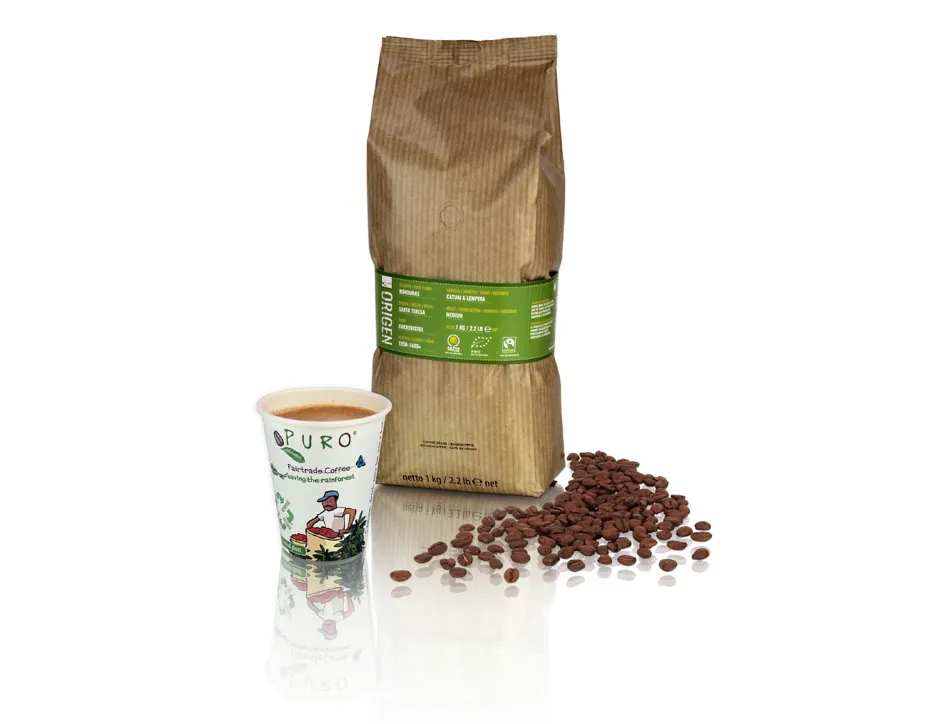 Cafe puro origen honduras bio 100% arabica pure origine fairtrade sachet en grain 1kg