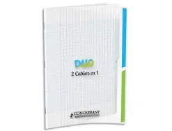 Cahier agrafé conquérant duo 2en1 polypropylène a4+ 24x32cm 96 pages séyès 90g