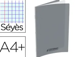 Cahier agrafé conquérant polypropylène a4+ 24x32cm 48 pages séyès 90g coloris gris