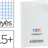 Cahier agrafé conquérant trio 3en1 polypropylène a5+ 17x22cm 96 pages séyès 90g