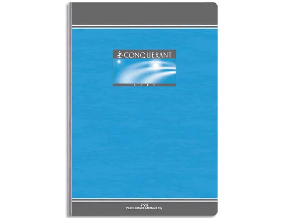 Cahier broché conquérant sept couverture offset a4 21x29,7cm 192 pages 70g séyès
