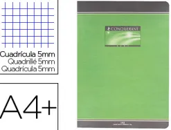 Cahier broché conquérant sept couverture offset a4+ 24x32cm 192 pages 70g 5x5mm
