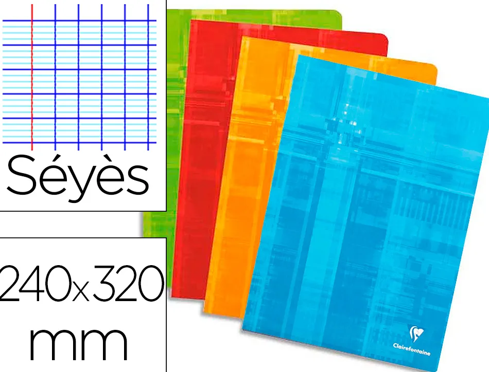 Cahier broche clairefontaine couverture carte pelliculee 24x32cm 192 pages 90g seyes