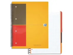 Cahier bureau oxford filingbook optik paper 4 sections 200 pages 5x5mm 3 intercalaires détachables pochette rangement