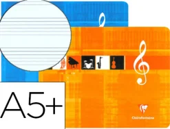 Cahier chant piqué clairefontaine papier vélin velouté couverture pelliculée 17x22cm 48 pages musique 90g 6 portées