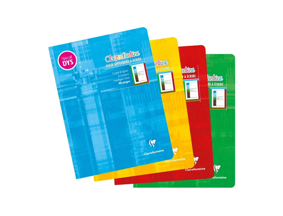 Cahier clairefontaine ecriture pique special dys 170x220mm 48p reglure cadre et lignes 4 couleurs et