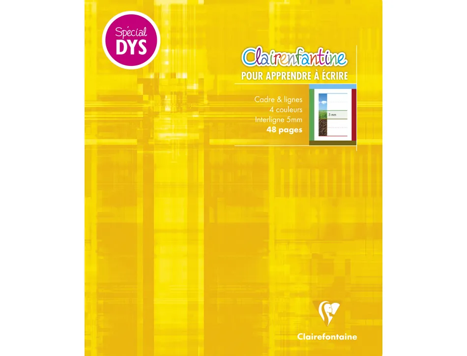 Cahier clairefontaine ecriture pique special dys 170x220mm 48p reglure cadre et lignes 4 couleurs et