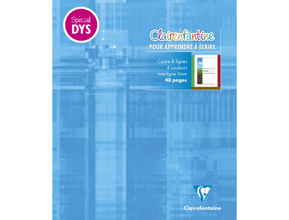 Cahier clairefontaine ecriture pique special dys 170x220mm 48p reglure cadre et lignes 4 couleurs et