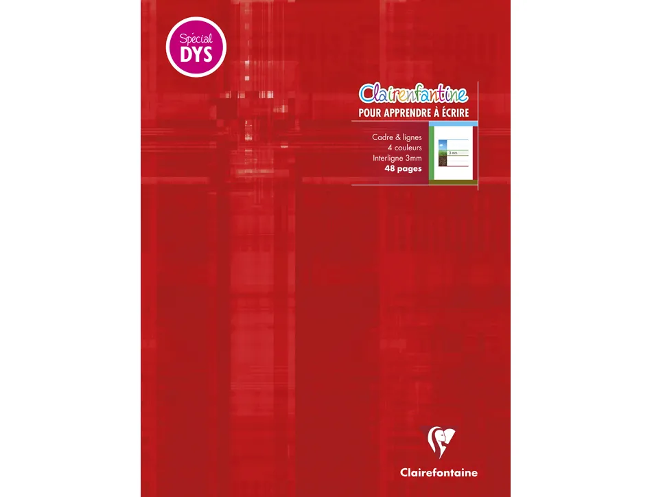 Cahier clairefontaine ecriture pique special dys 210x297mm 48p reglure cadre et lignes 4 couleurs et
