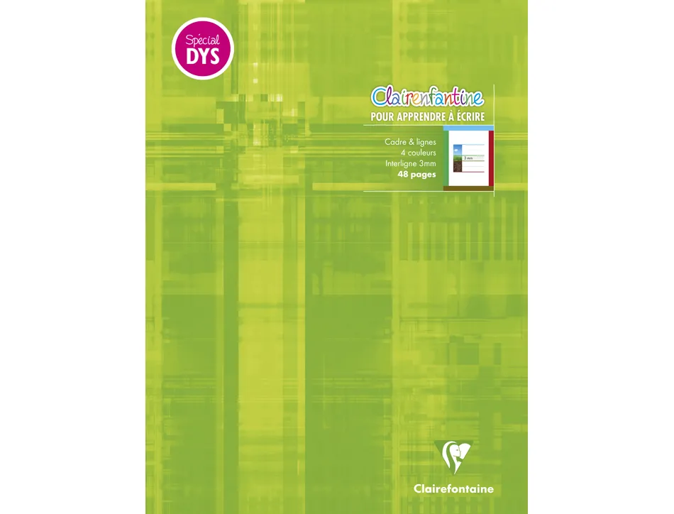 Cahier clairefontaine ecriture pique special dys 210x297mm 48p reglure cadre et lignes 4 couleurs et