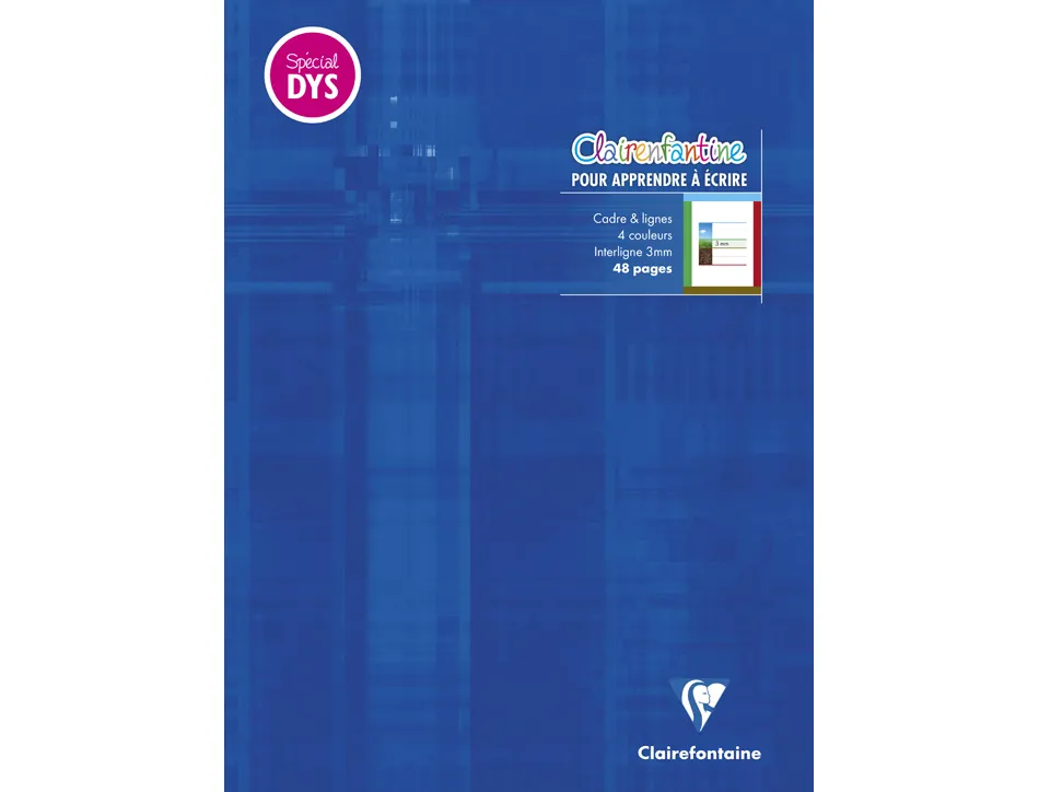 Cahier clairefontaine ecriture pique special dys 210x297mm 48p reglure cadre et lignes 4 couleurs et