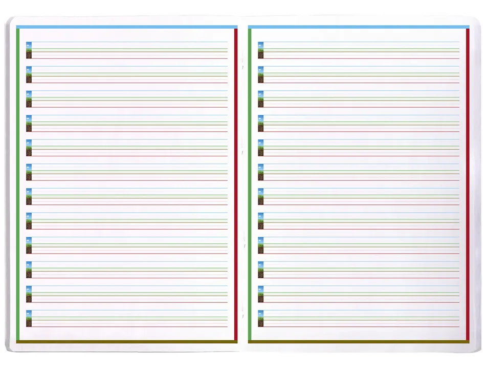 Cahier clairefontaine ecriture pique special dys 210x297mm 48p reglure cadre et lignes 4 couleurs et