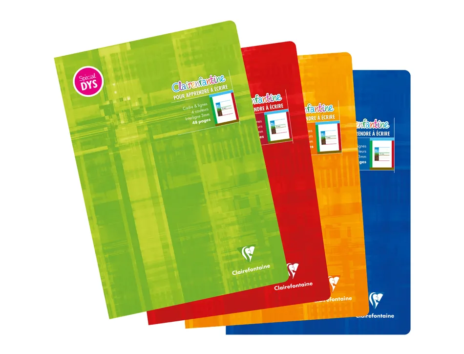 Cahier clairefontaine ecriture pique special dys 210x297mm 48p reglure cadre et lignes 4 couleurs et