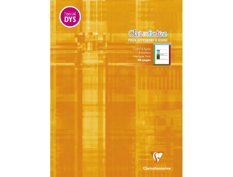 Cahier clairefontaine ecriture pique special dys 210x297mm 48p reglure cadre et lignes 4 couleurs et