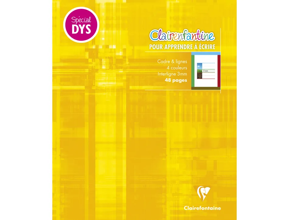 Cahier clairefontaine ecriture pique special dys 170x220mm 48p reglure cadre et lignes 4 couleurs et