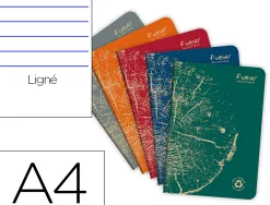 Cahier clairefontaine forever premium a4 90g recycle 96 pages ligne coloris assortis