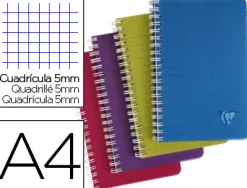 Cahier clairefontaine linicolor intensive reliure intégrale a4 21x29,7cm 100 pages 90g réglure 5x5mm coloris assortis