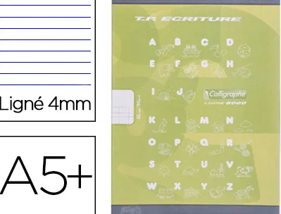 Cahier clairefontaine maternelle couverture carte offset 17x22cm 32 pages 16 double ligne 4mm/16 unies 90g vert