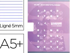 Cahier clairefontaine maternelle couverture carte offset 17x22cm 32 pages 16 double ligne 5mm/16 unies 90g violet