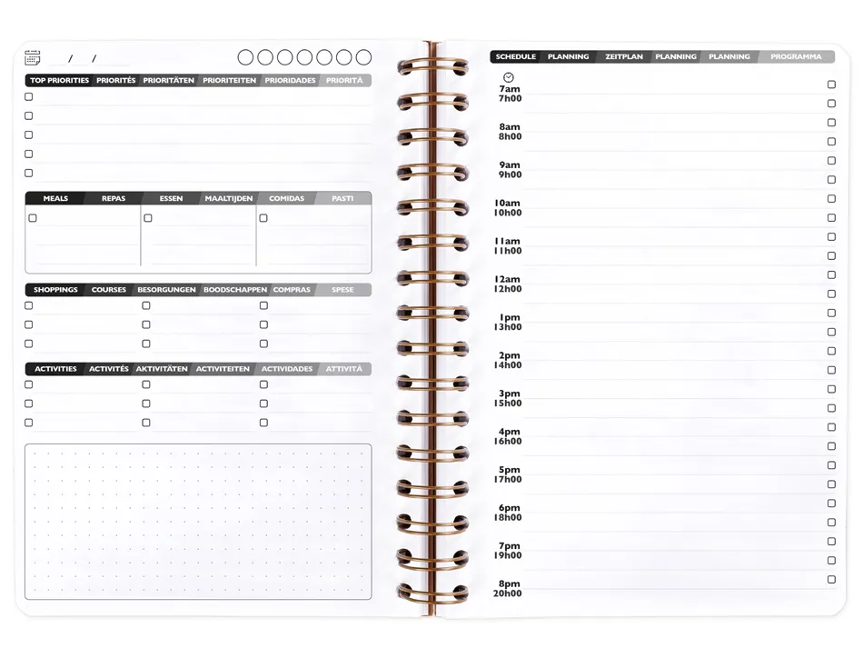 Cahier clairefontaine my dailyplanner nomaddict reliure integrale 148x210mm 250p detachables reglure