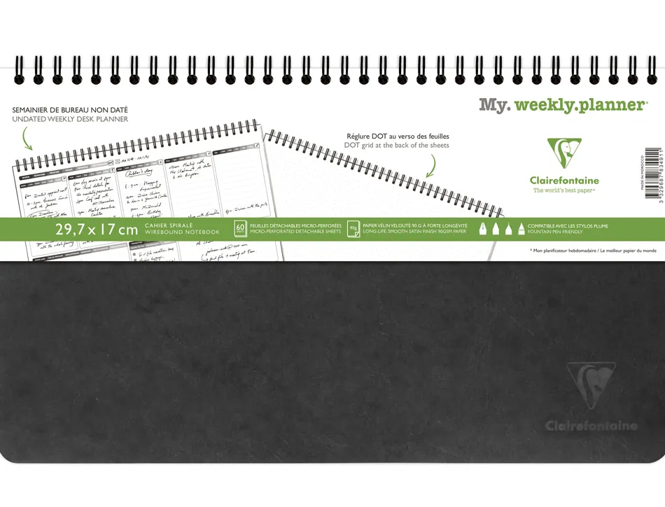 Cahier clairefontaine my weekly planner nomaddict reliure integrale 297x170mm 120p detachables reglure