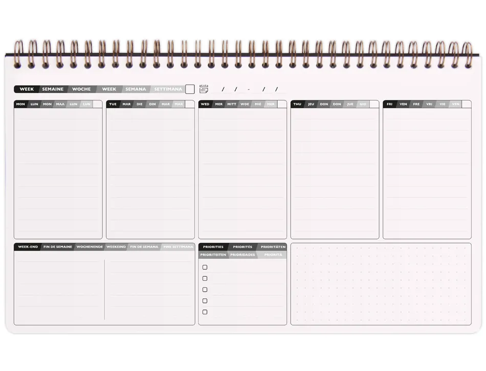 Cahier clairefontaine my weekly planner nomaddict reliure integrale 297x170mm 120p detachables reglure