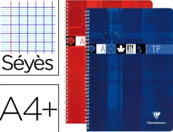 Cahier clairefontaine travaux pratiques reliure intégrale papier vélin a4+ 24x32cm 80 pages 40 séyès/40 unies 90g