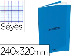 Cahier conquerant classique agrafe 240x320mm 96 pages seyes 90g couverture carte recyclee coloris bleu