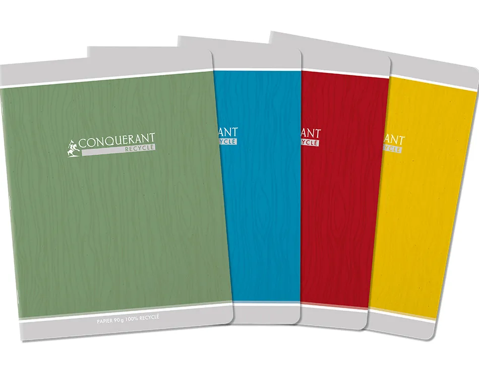 Cahier conquerant classique agrafe 170x220 48 pages 90g seyes recycle