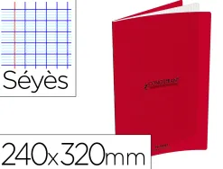 Cahier conquerant classique agrafe 240x320mm 96 pages seyes 90g couverture carte recyclee coloris rouge