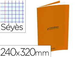 Cahier conquerant classique agrafe 240x320mm 96 pages seyes 90g couverture carte recyclee coloris orange