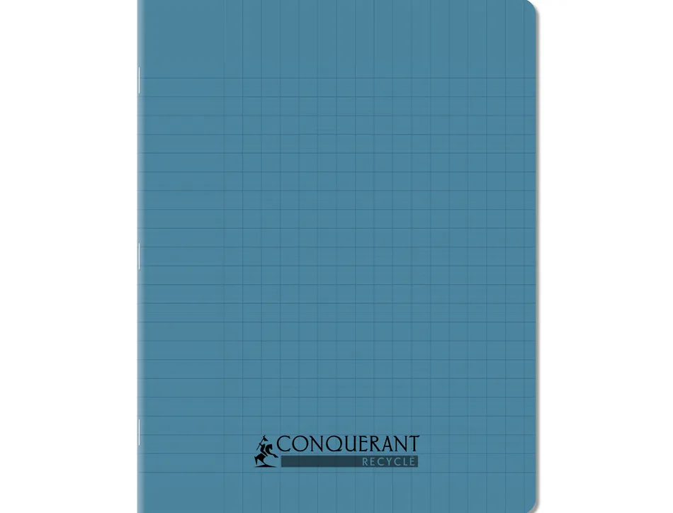 Cahier conquerant poplypropylene recycle indechirable et lavable 17x22 cm 96 pages seyes bleu