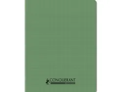 Cahier conquerant poplypropylene recycle indechirable et lavable 17x22 cm 96 pages seyes vert